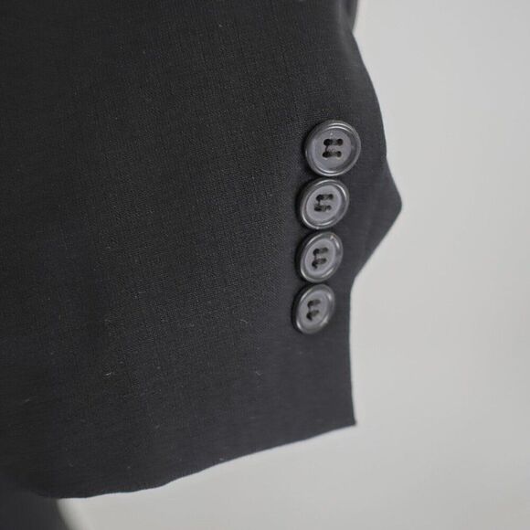 Jos A Bank Worsted Wool Black 2 Button Blazer 44L Tagged 46R - Picture 3 of 13
